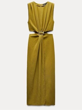 Zara Olive Cutout Maxi Dress with Ring Detail